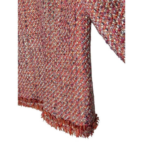 Chico's Tweed Jacket Womens Size 1 SARAIH Red Orange Button Front Lined‎ - Picture 9 of 11